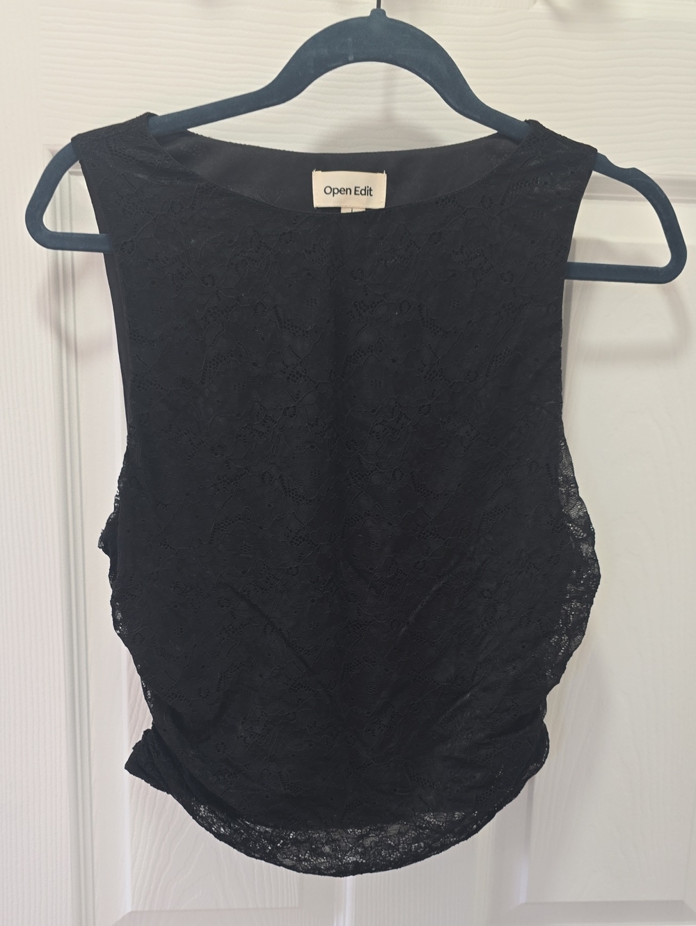 Open Edit Black Lace Sleeveless Tank Top